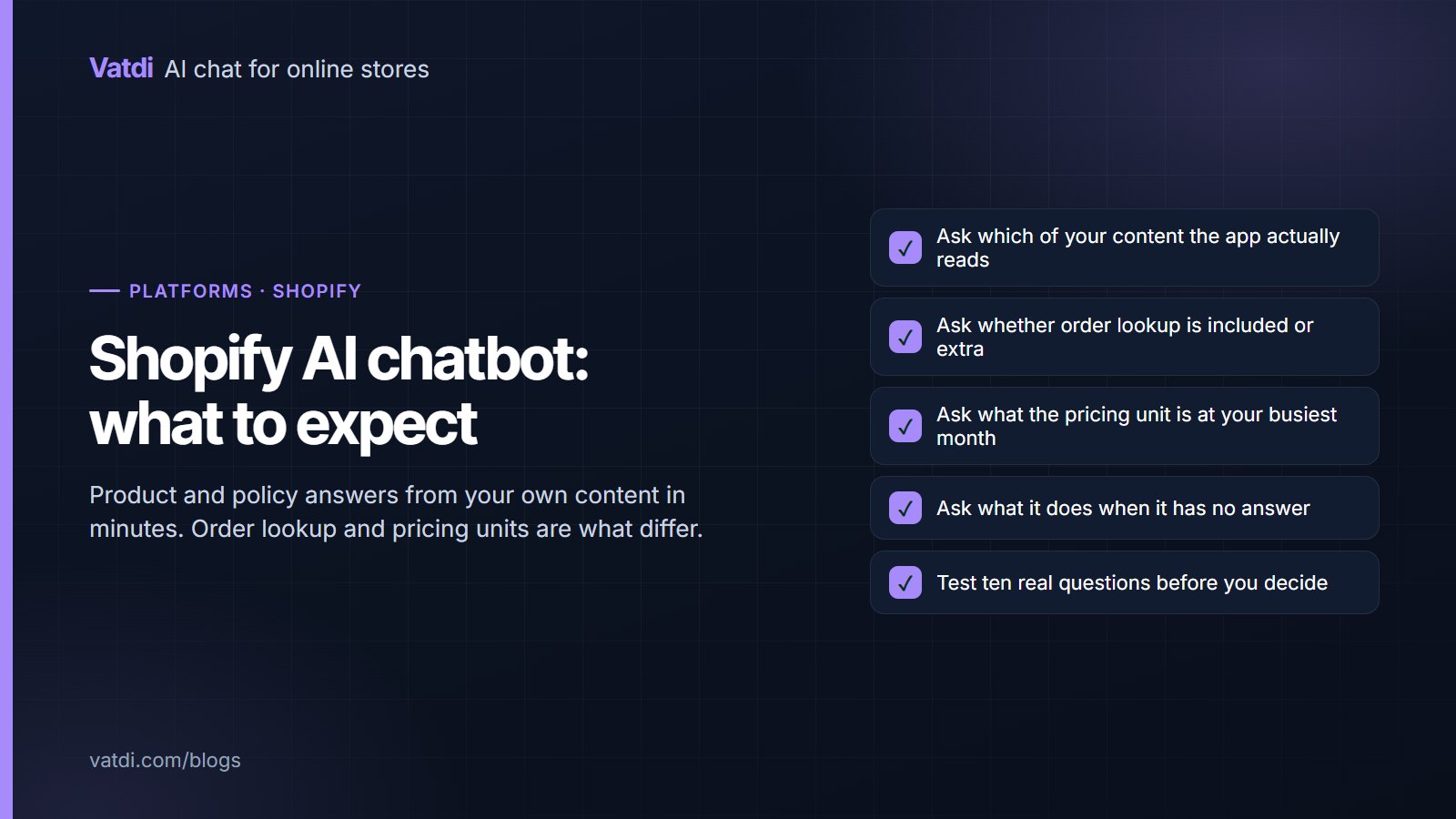 Checklist of what to expect from a Shopify AI chatbot before installing one