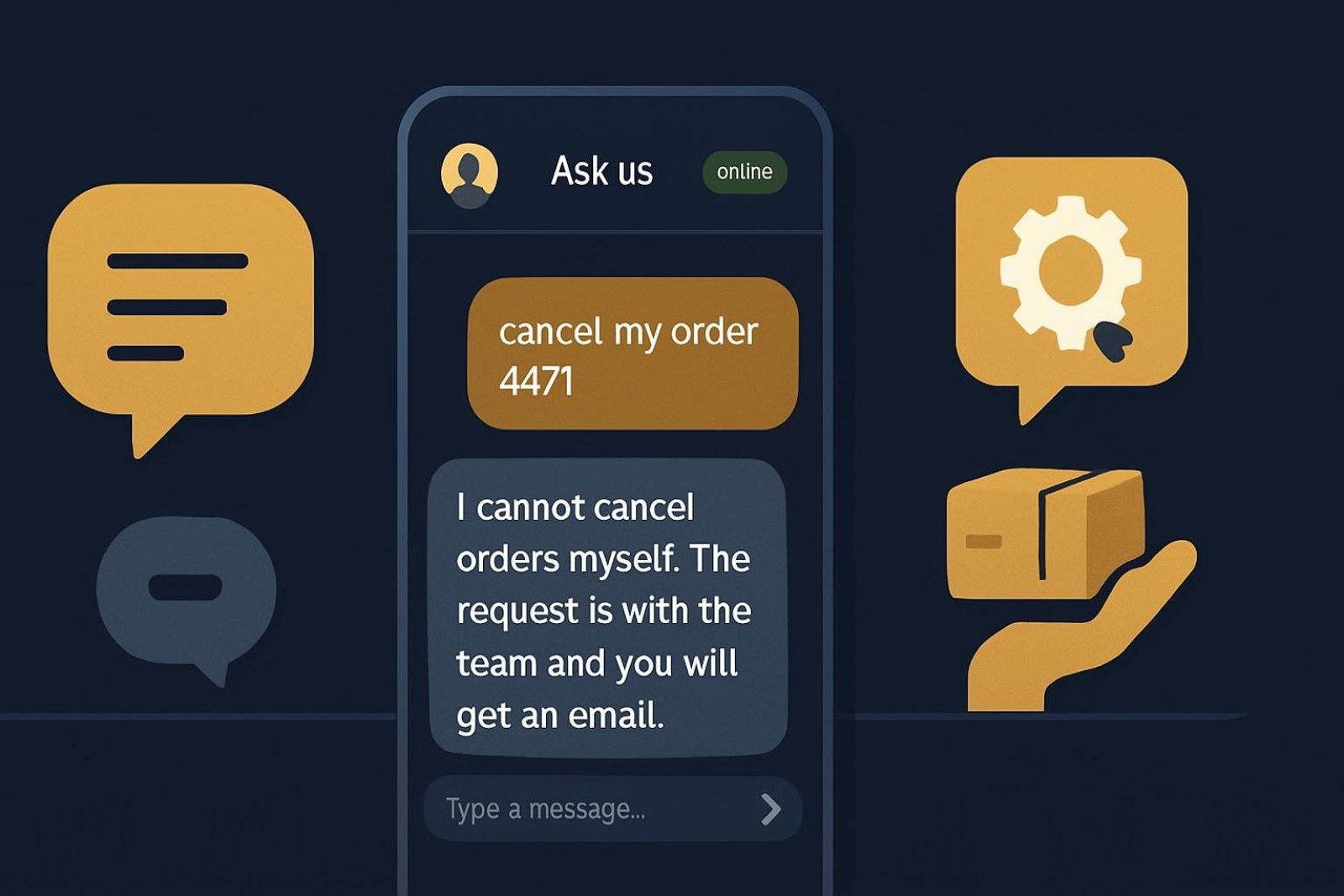 Comparison of a question-answering assistant and an action-taking agent for an online store